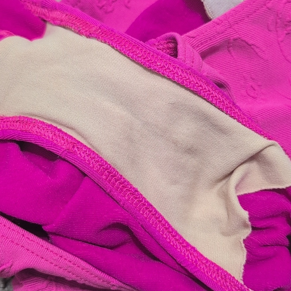 Vintage Christina Pink Floral Textured One Piece Leotard Swim Bodysuit Aerobics - Picture 9 of 10